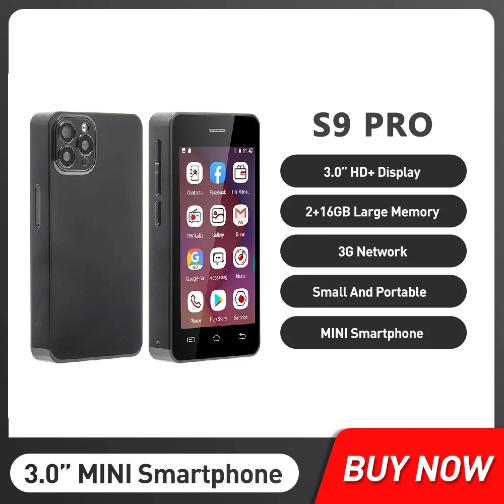 Melrose S9 Pro ponsel pintar Mini, ponsel pintar Android 8.1 Quad Core jaringan 3G 2GB + 16GB SIM ganda Standby 3.0 inci HD 5MP 1000mAh