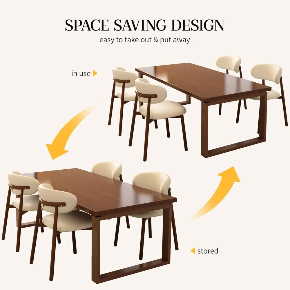 Zestaw 2 nowoczesnych krzeseł do jadalni, tapicerowanych skórą, w stylu rustykalnym, z metalowymi nogami, nogi w kolorze orzecha/w kolorze beżowym