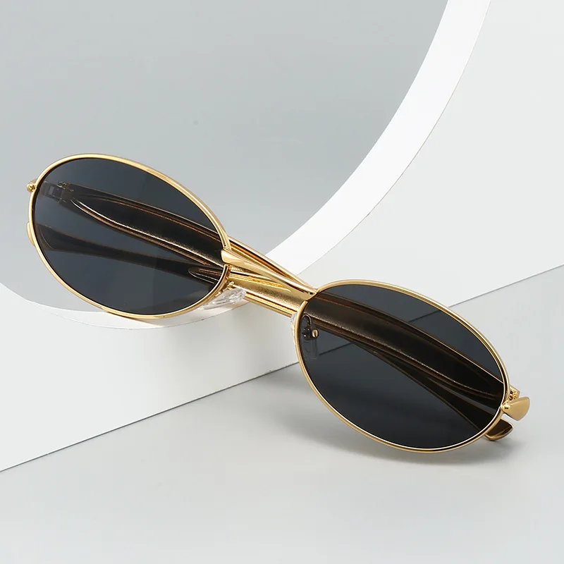 

Metal Popular Women's Sunglasses New Sunglasses Unique Oval Sun Glasses Men Goggle Shades Mirror Colorful Y2K Fashion Eyewear