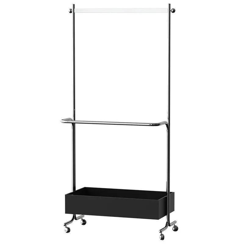 

Retro light luxury medium and ancient stainless steel mobile coat rack floor-to-ceiling bedroom home clothing store