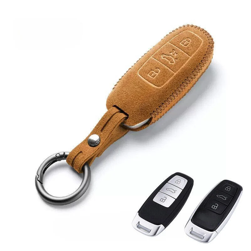Z+ Suede Leather Car Key Fob Case Cover For Audi S8 Q8 RS6 E-Tron S3 S6 A3 A6 A7 A8