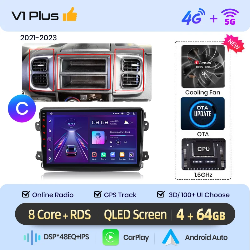 Junsun Draadloze Carplay Android Auto Autoradio Voor Fiat Ducato Peugeot Boxer 2 Citroen Jumper 2 2006 - 2023 Gps Multimedia 2 Din