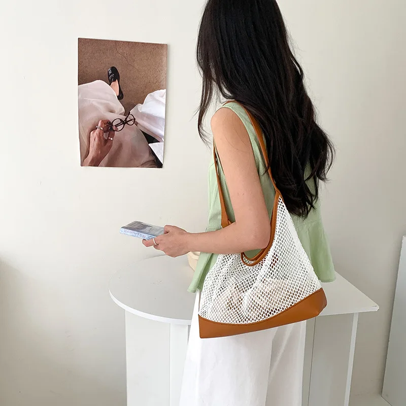 

Luxury Designer New Weaving Underarm Bags Fashion Casual Hollowed-out Shoulder Bag Casual Versatile Women Handbag Splicing