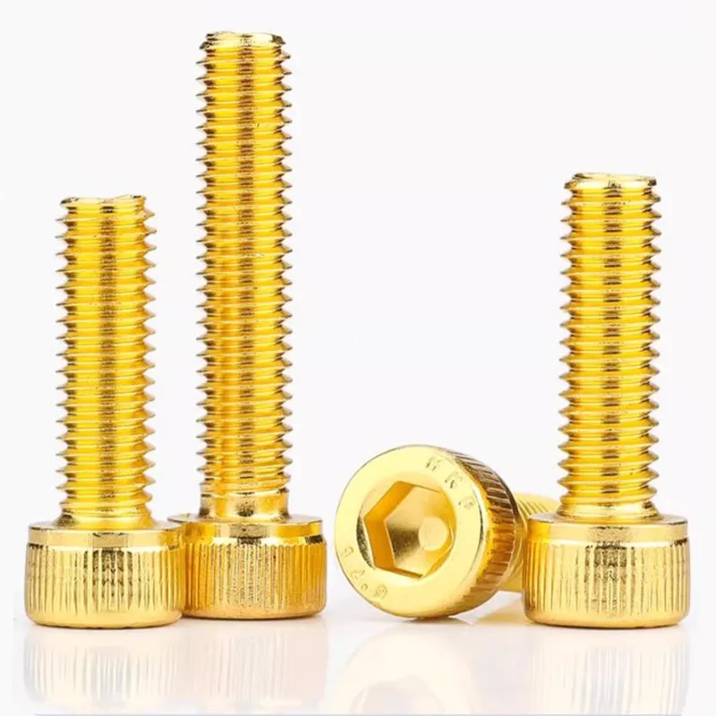 M2 M2.5 M3 M4 M5 M6 M8 DIN912 Golden Allen Screw Hex Socket Cap Cup Head Screw Ti-gold Plated Grade 12.9 Alloy Steel