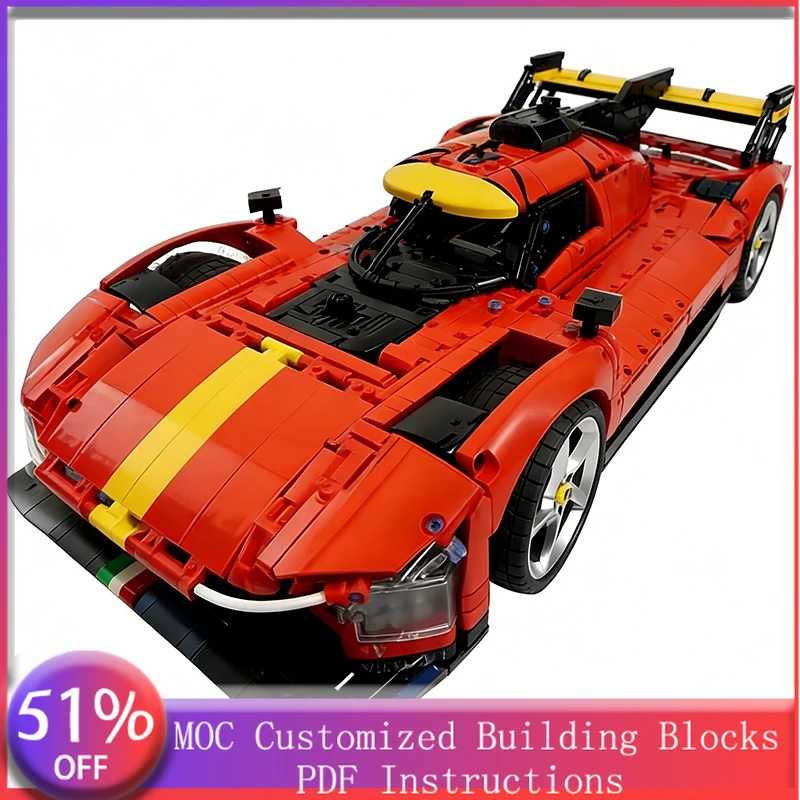 

3877 деталей: Спортивный автомобиль красного цвета, супер MOC, модульный конструктор, креативный дизайн, развивающая игрушка для самостоятельной сборки, подарок на праздник