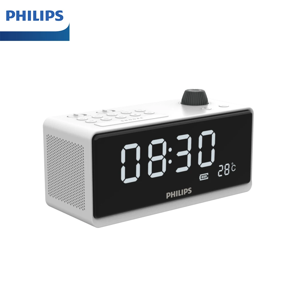 Radio Despertador Philips TAR3578 para Cama, Radio FM para Acampar al Aire Libre, Reproductor de Tarjetas USB/TF, Altavoz Bluetooth con Larga Duración de Batería