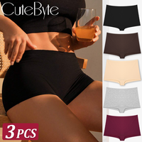 3PCS Women's Panties Cotton Seamless Sports Boxers Underwear Female Solid Color Briefs Cozy Lingerie Intimate Underpants XS-XL