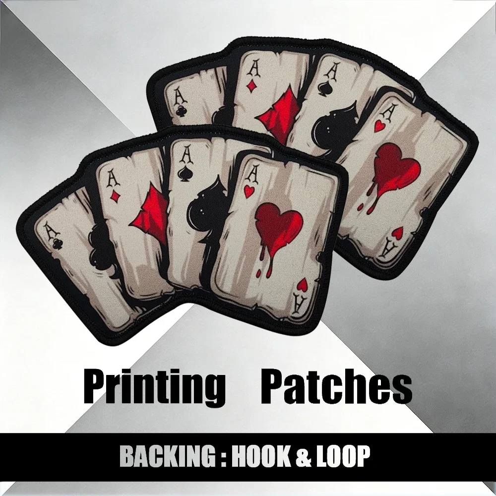 

Нашивка с принтом «Покерные пики» на липучке для курток, аксессуар для ткани на плечо, пришивная