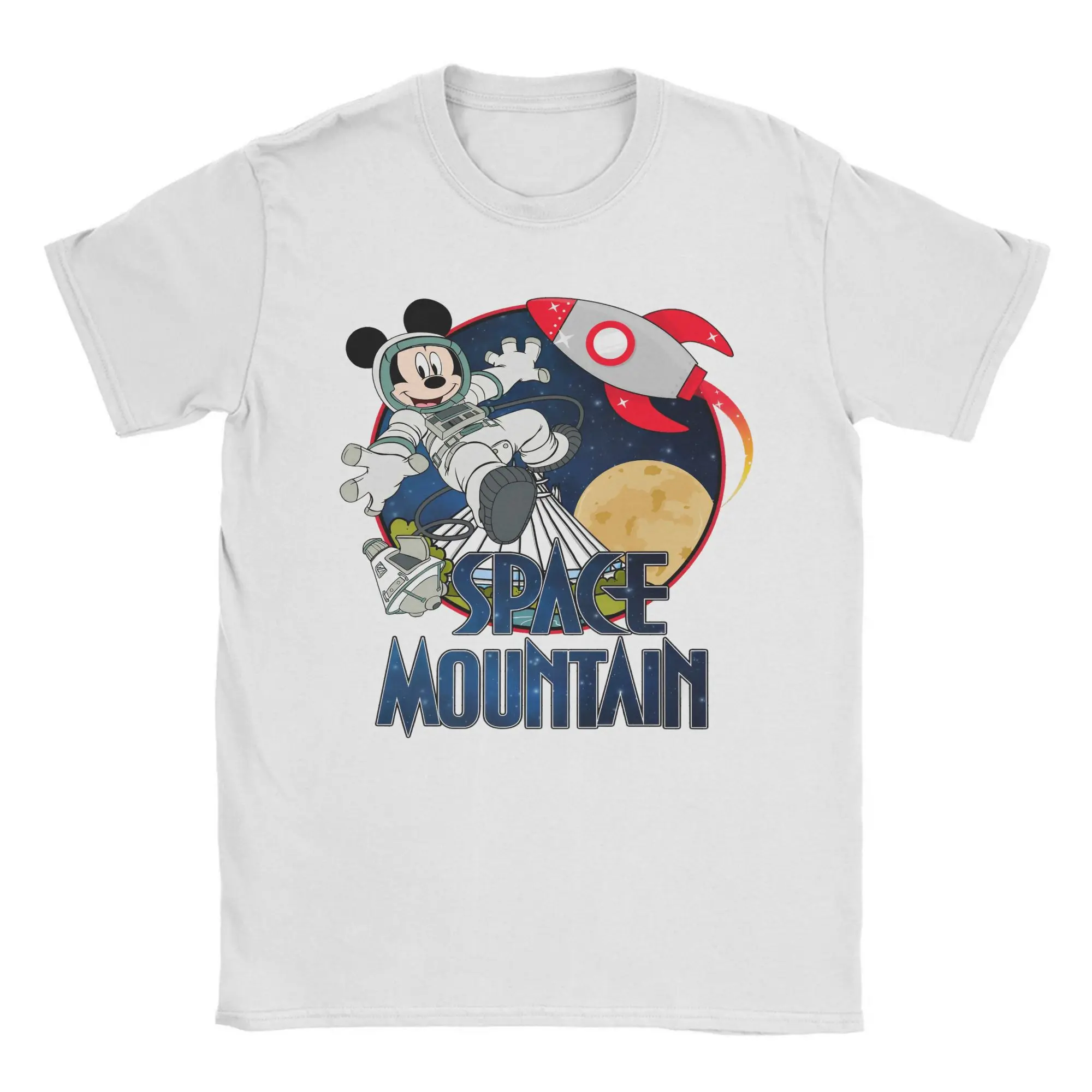 

Mickey Mouse Space Mountain Men's T Shirts Rocket Astronaut Humor Tee Shirt Short Sleeve T-Shirts Cotton 4XL 5XL 6XL merchandise