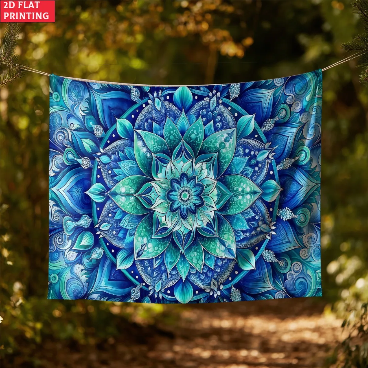 Blue Mandala Wall Tapestry Boho ArtDecor For Bedroom Living Room Yoga Space Spiritual Home Decor Peaceful Meditation ArtTapestry