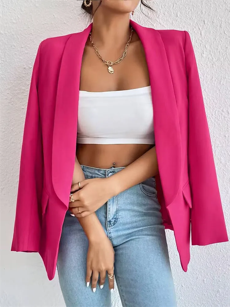 Korean Popular Pink New Outerwear Women 2024 Fashion Female Spring Jacket Casual Long Sleeve Black Blazer Coats