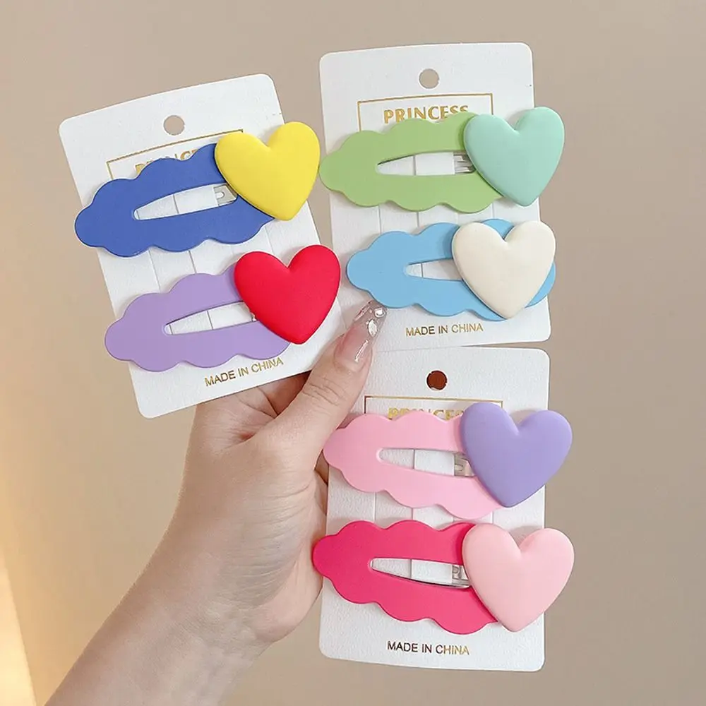 Korean Style Children Candy Color Wave Heart Barrette Sweet Hair Clip Bangs Clip Kids BB Clip Hairpin Cute Hair Accessories