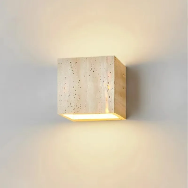Travertine Stone Wall Light for Living Room Bedroom Stairs Corridor Light Art Decoration Wall Lamp Home Bedside Sconces Lamps