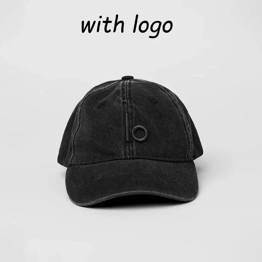 AL washed denim baseball cap embroidered letters men and women casual fashion sun hat retro duck tongue sports baseball cap