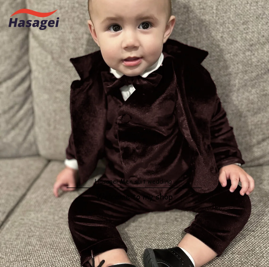 Jungen Samt Anzug 3 Stück Baby Geburtstag Kleidung Set, Jungen Hochzeits feier Smoking formale 2-16 Jahre alten Blazer