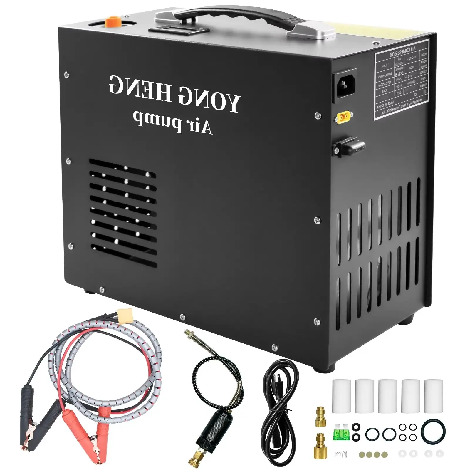 YONGHENG-compresor de aire PCP de alta presión, 4500Psi, adaptador de corriente incorporado, compresor de parada automática de 300bar para pistola de aire, Rifle y buceo