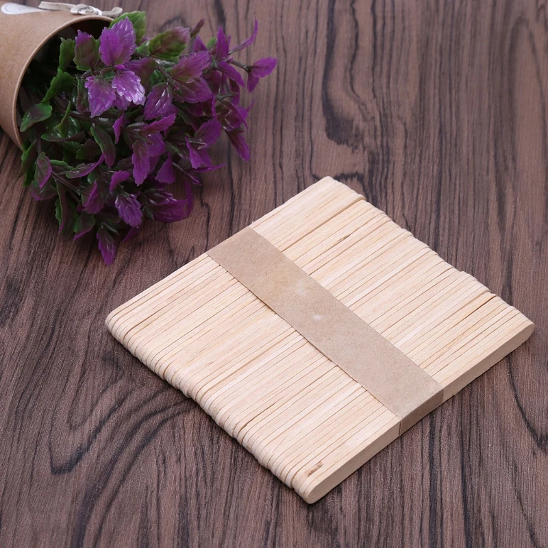 50 peças espátula cera abaixador língua, varas bambu descartáveis