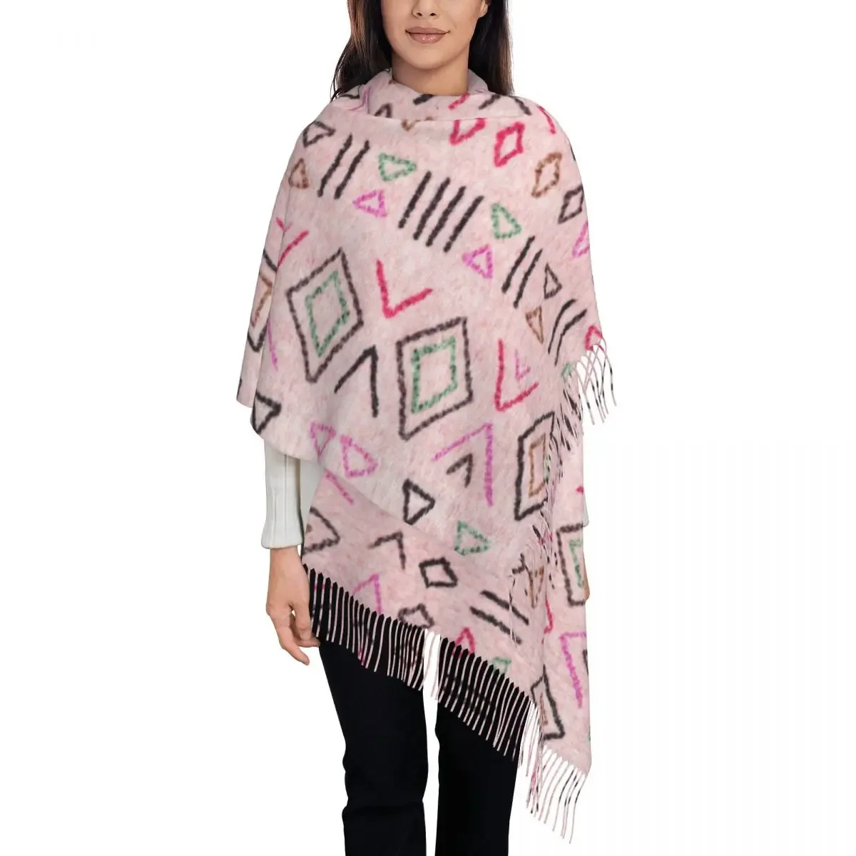 Moroccan Berber Design Tassel Scarf Women Soft Antique Bohemian Shawl Wrap Female Winter Fall Scarves