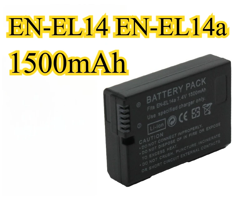 

EN-EL14 EN-EL14a аккумулятор 1500 мАч для зеркальной камеры Nikon D5300 D5200 D5500 D5600 D3500 D3400, совместимый аккумулятор