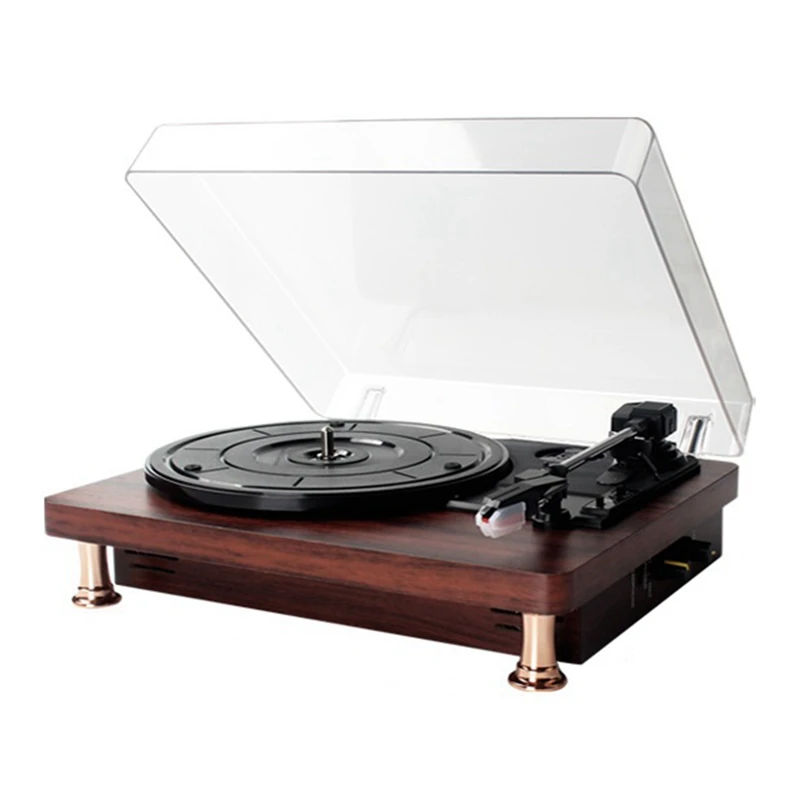 Retro Vinyl Record Player W/ Dustproof Cover Record Player 33/45/78RPM Turntables Gramophone Phonograph,EU Plug