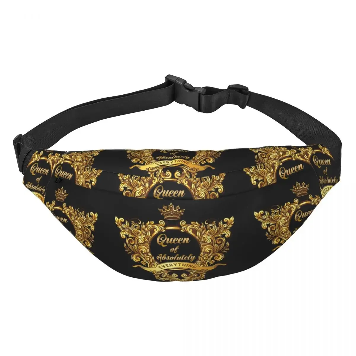 Queen Of Absolutely Everything Gold Baroque Fanny Pack Men Women Custom Sling Crossbody Waist Bag Traveling Phone Money Pouch