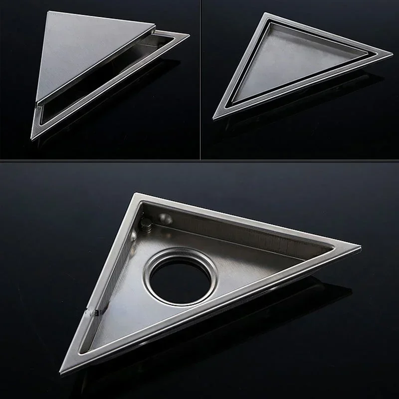 

Hidden Type Triangle Tile Insert Floor Waste Grates Shower Drain 232mm*117mm 304 Stainless Steel Floor Drain Kitchen Accessories