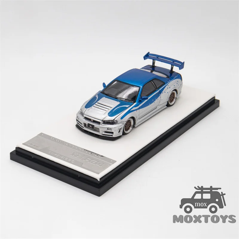 Time Micro 1:64 GTR R34 Dark Gold BBS / Blue Silver Diecast Model Car