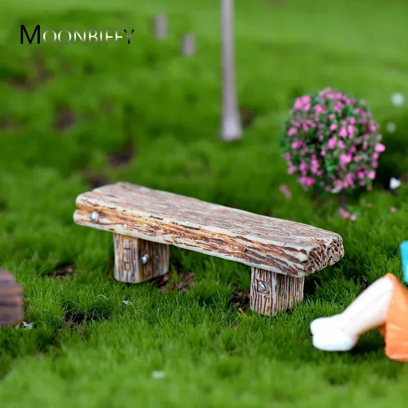 1/3Pcs Cute Wooden Chair Stool Fairy Couple Bench Action Figurine DIY Garden Miniatures Home Decor Micro Gnome Terrarium Gift