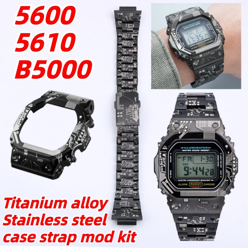 カシオ-gmw5610-gmw-b5000-dw-5600-dw5600-チタンケース時計ストラップステンレス鋼金属ベゼル時計バンドブレスレットアクセサリー