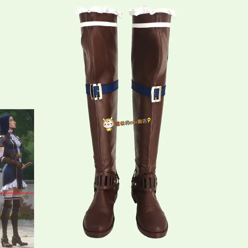 

Arcane Caitlyn Kiramman Cosplay Shoes Boots Game LoL Hallowmas Carnival Women Roleplay Fantasia Long Boots