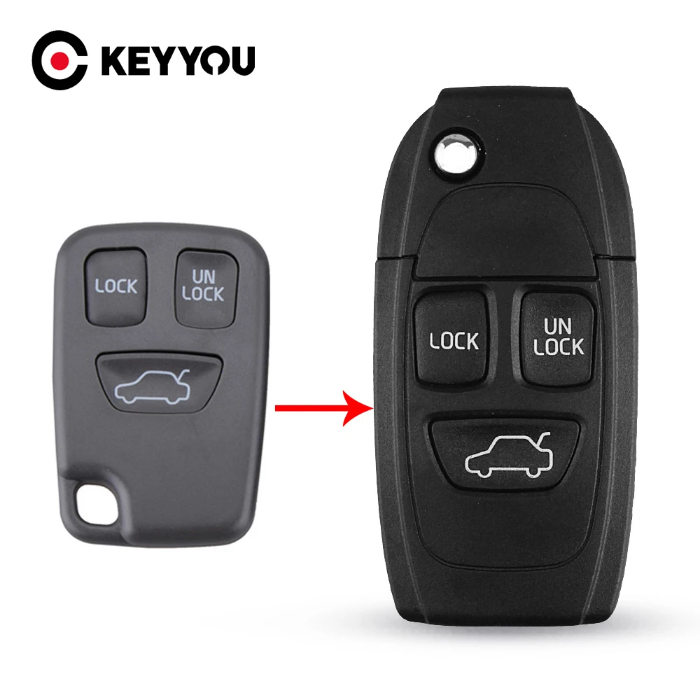 

KEYYOU 3-кнопочный складной смарт-ключ с дистанционным управлением для Volvo XC70 XC90 V50 V70 S60 S80, чехол для автоматического брелока