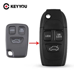 KEYYOU 3 Buttons Remote Flip Folding Smart Car Key Shell Case For Volvo XC70 XC90 V50 V70 S60 S80 Auto Key Fob Cover