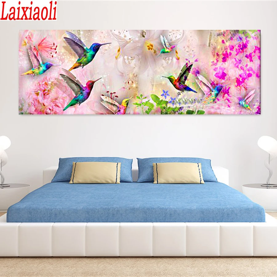 5D square round stones full diamond embroidery crystal Hummingbird and flower diamond painting mosaic diy hobby needlework long