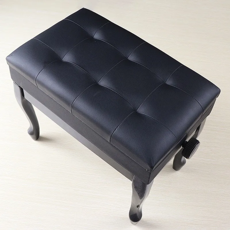 Black Retractable Single Piano Stool with Bookcase Electric Piano Stool Guzheng Stool Piano Chair