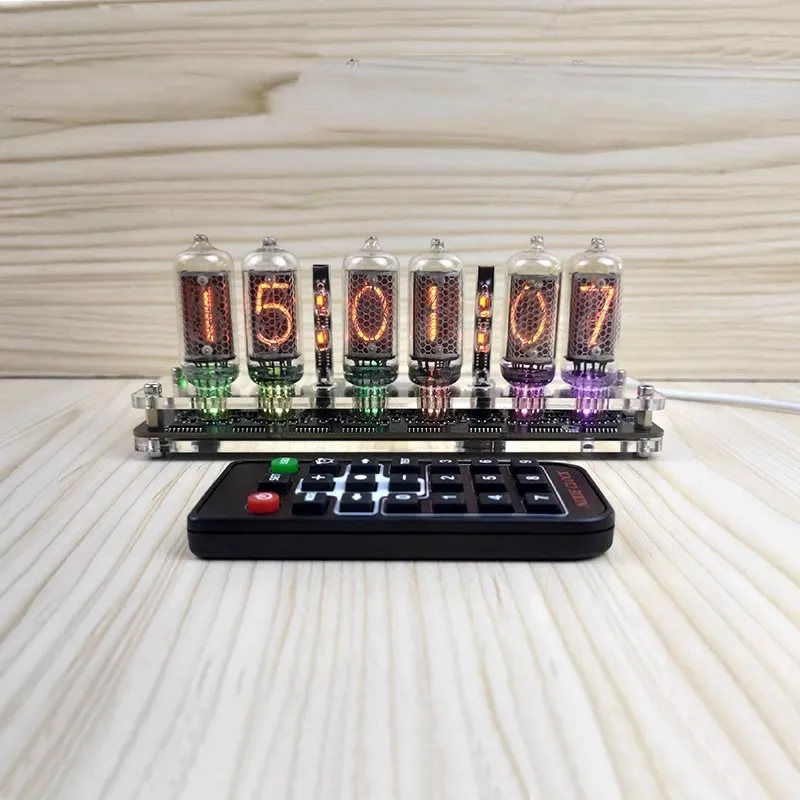 6 digit IN-8 Nixie Glow Tube Clock 6-Bit IN8 With Remote controller LED Backlight