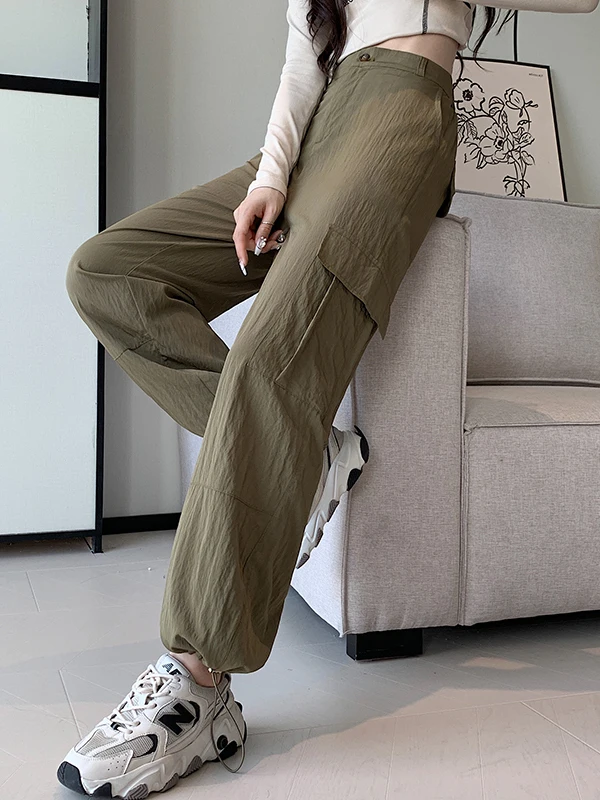 

Casual Loose Wide Leg Pants Women's Spring Autumn Color High Waist Straight Leg Trousers Workwear Casual Pants