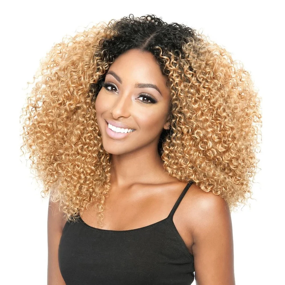 

Ombre Blonde Curly Wig 100% Human Hair 4x4 Lace Closure Wigs Short Curly Ombre Brown Colored Wig Indian Remy Hair 180% Density