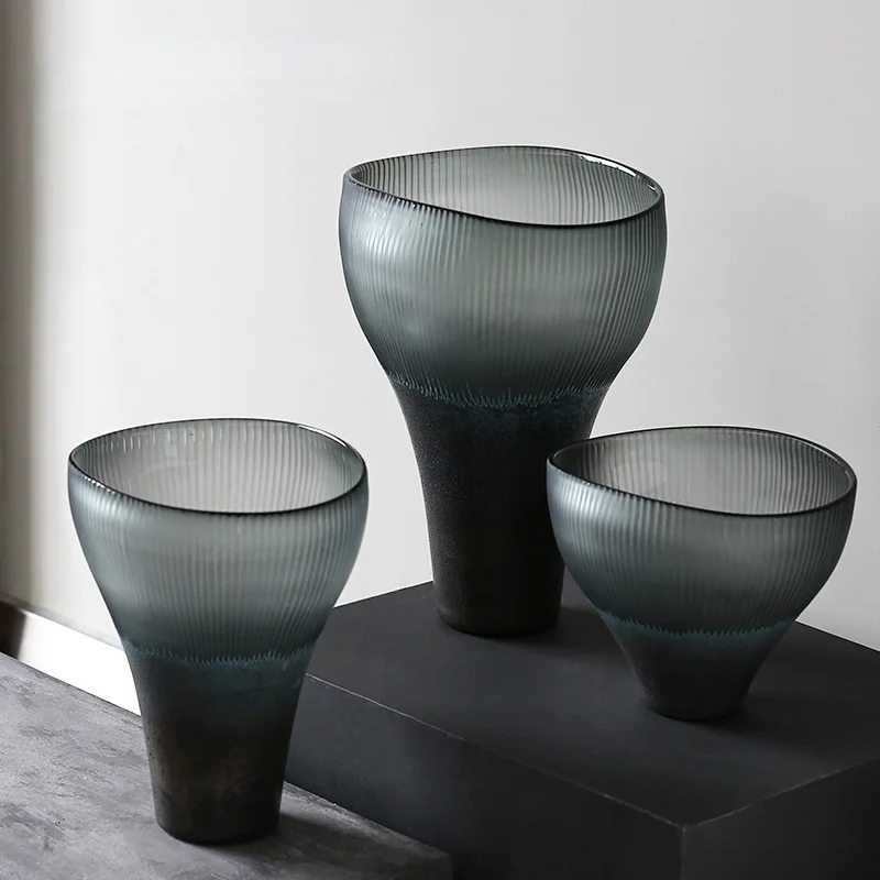 

home furnishing modern simple black gray horn glass vase living room dining room desktop decoration