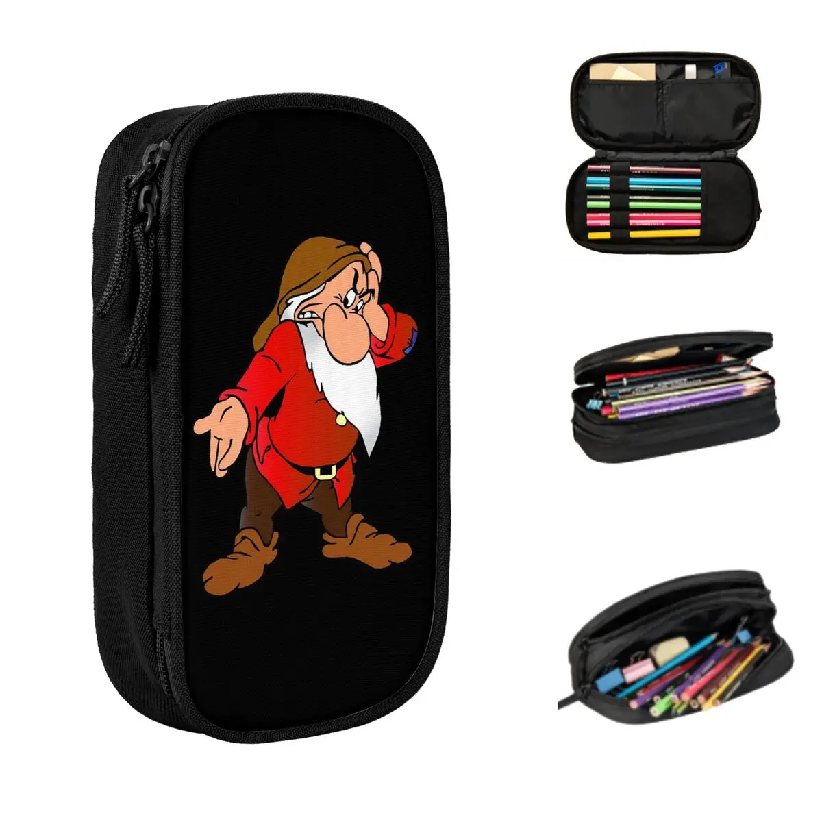 grumpy dwarf pencil cases grande capacidade pen bags pen box pencil pouch para meninos e meninas estudantes papelaria escola e escritorio 01