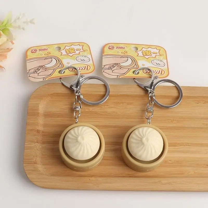 Niedlicher Dampfbrötchen-Presser-Schlüsselanhänger, realistisches Dimsum-Design, Stressabbau-Fidget-Spielzeug für Büro, Schule, Erwachsene und Kinder. – Detail 4