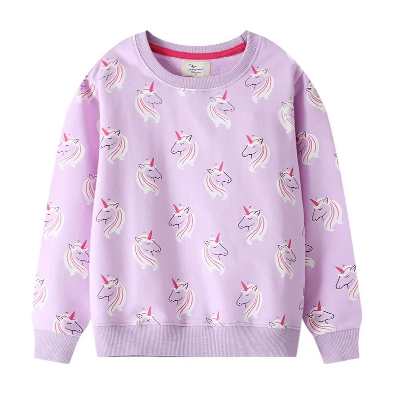 

Jumping Meters New Arrival Girls Sweatshirts With Unicorns Print Toddler Kids Hooded Shirts Fashion Toddler Sport Shirts Street