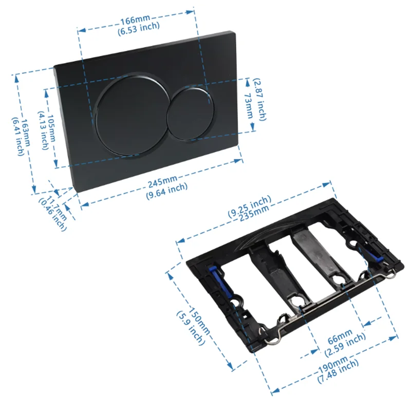Dual Flush WC Plate Compatible with Geberit Sigma 01 Panel, Black，Gold, silver, Flushing Lever Kit & Frame, Cistern Toilet Parts