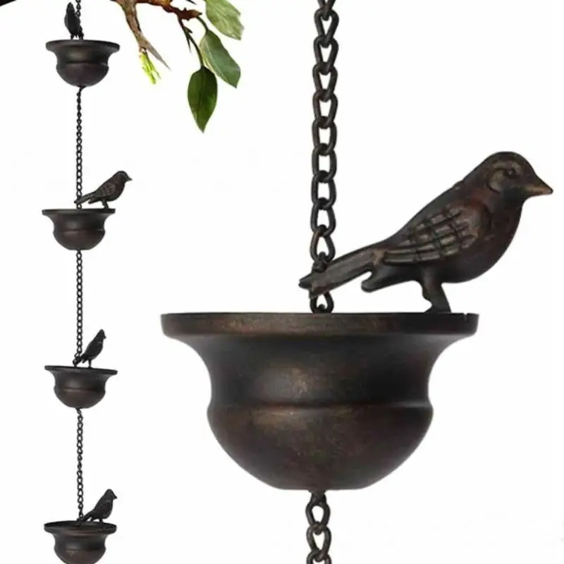 1Pcs Rain Catche Metal Downspout Tool 60/80/100/240cm Creative Birds Iron Rain Chains For Gutters Outdoor Roof Gutter Decor