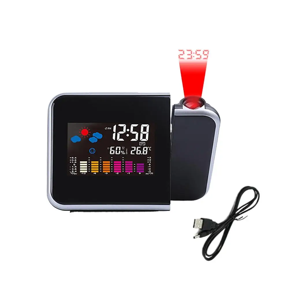 Projection Clock LED Color Screen Weather Forecast Clock Electronic Clock Perpetual Calendar Weather Projection Alarm Clock view 5