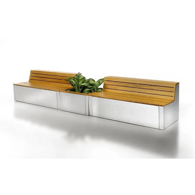 Modern Design Steel Outdoor Curved Metal Park Furniture Powder Coated Planter Benches