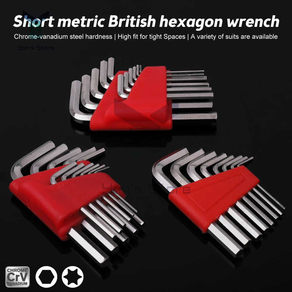 Hexagon Wrench Set Metric Wrench Inch Wrench L Type Wrenches Ball Head Spanner Key Set Hand Tools Easy to Carry In The Pocket