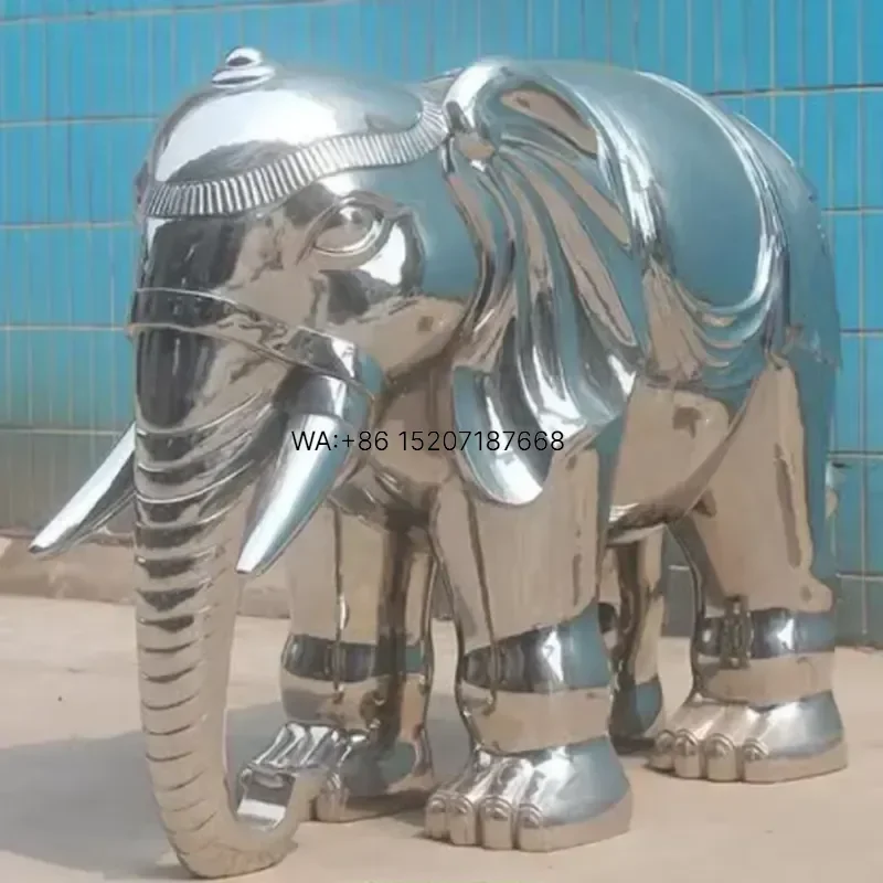 Wmwmnu Custom Polished Metal Animal Statue Stainless Steel Elephant Sculpture for Garden Decor