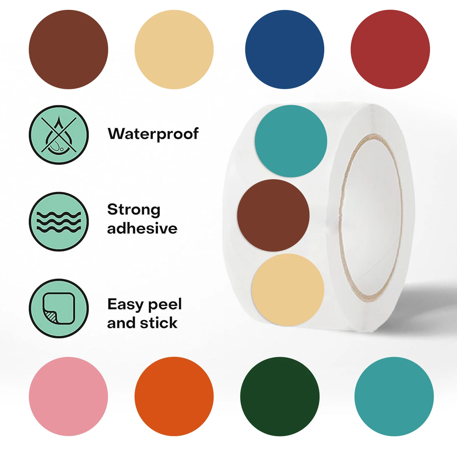 مجموعة ملصقات كروما مستديرة مكونة من 500 قطعة من ملصقات كروما مقاس 1 بوصة - ملصقات قرطاسية باللون الأحمر والأصفر والأزرق والوردي والأسود للتنظيم #6