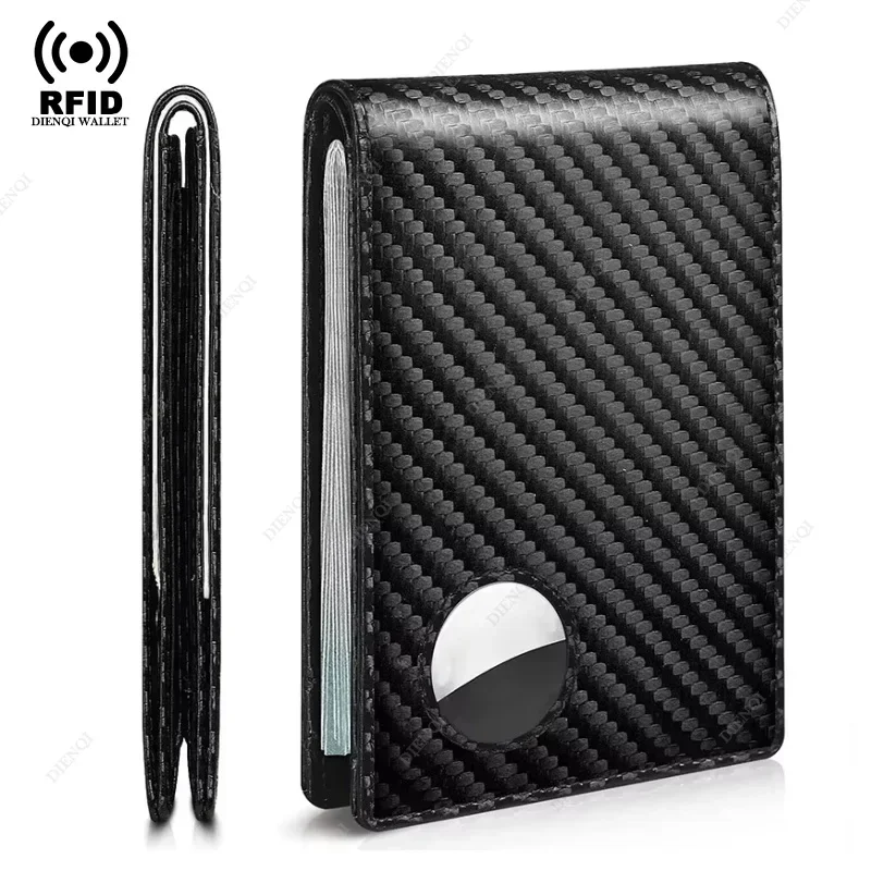 

RFID Carbon Fiber Men's Wallet Money Clips Multifunctional Ultra-thin 12-card Slot Short Card Holders Card Bag Portable Wallets