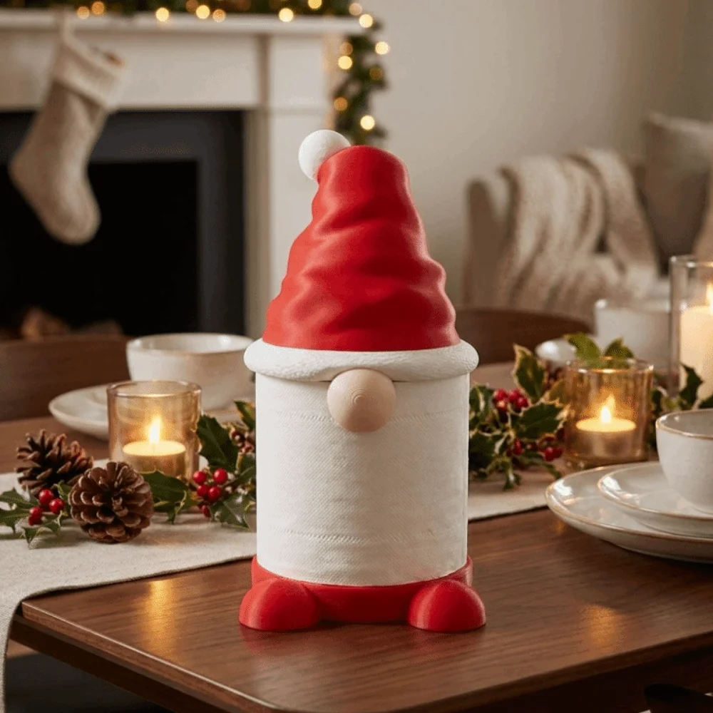 Plastic Christmas Gnome Roll Paper Holder Colorful Removable Roll Paper Towel Holder Cute Decorative Christmas Tissue Holder